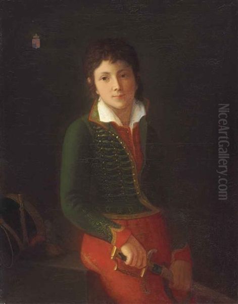Portrait Of A Cadet, Three-quarter Length Oil Painting by Louis Fr., Baron Lejeune