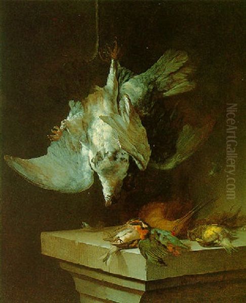 A Still Life Of Various Birds Oil Painting by Cornelis van Lelienbergh