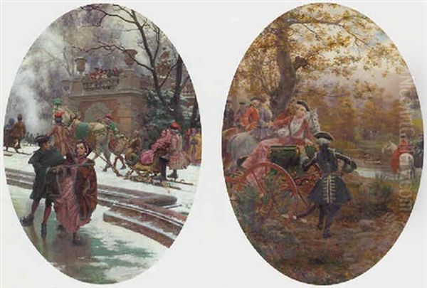 Winter Oil Painting by Maurice Leloir