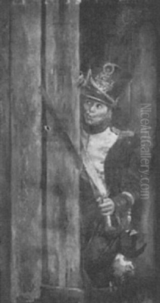 Le Soldat Voleur De Poules Oil Painting by Basile Lemeunier