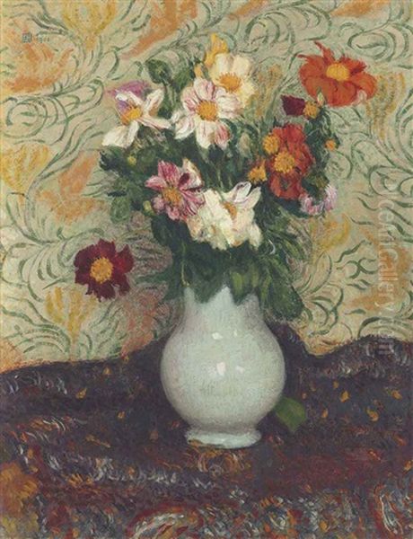 Vase De Fleurs Oil Painting by Georges Lemmen
