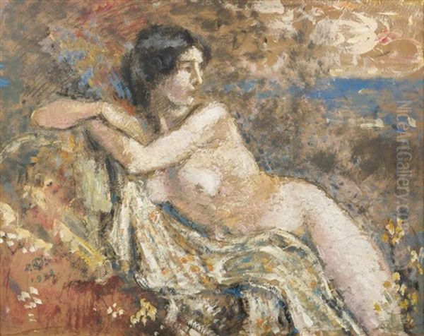 Nu Accoude, 1908 Oil Painting by Georges Lemmen