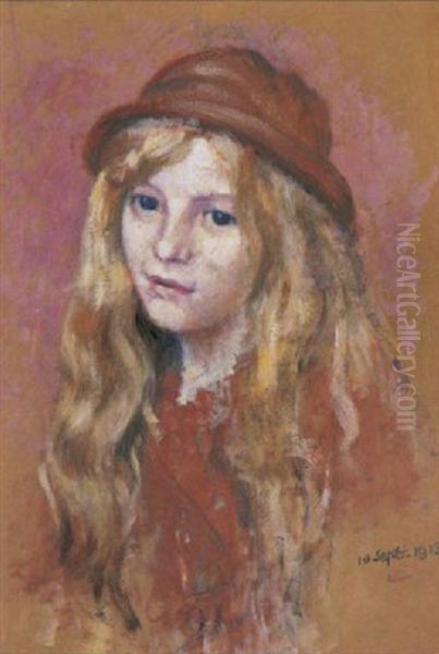 Portrait De Lise (elizabeth Lemmen) Oil Painting by Georges Lemmen