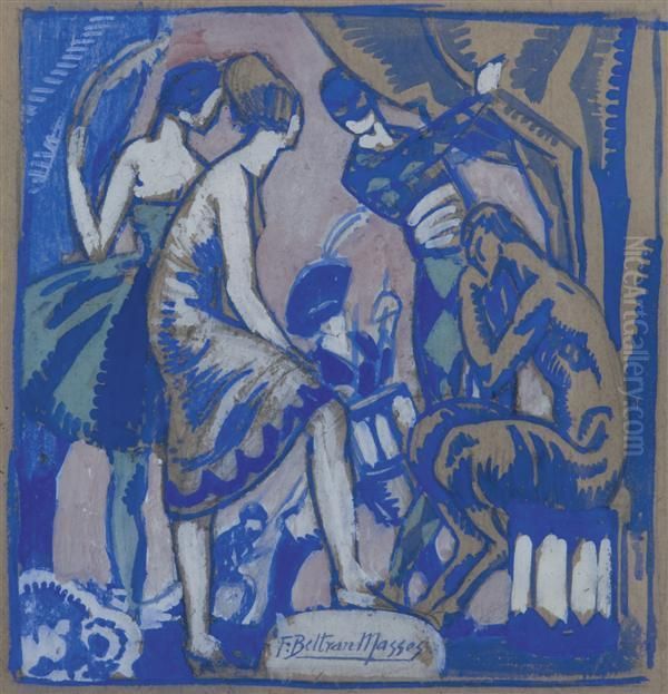 Scene De Theatre Oil Painting by Federico Beltran-Masses