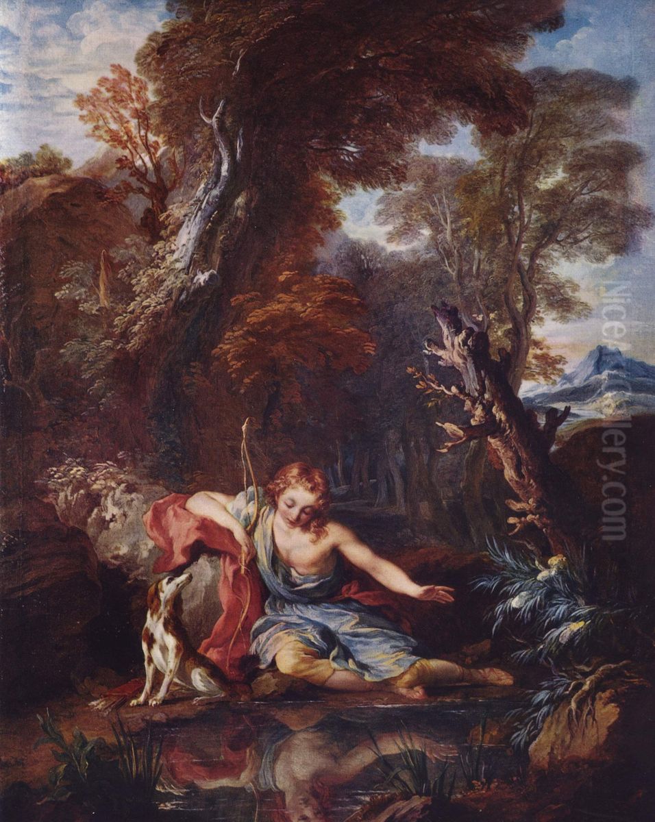 Narcissus Oil Painting by Francois Lemoyne