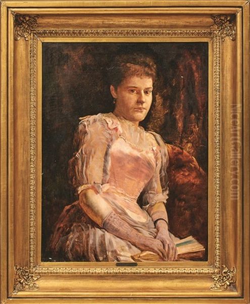 Bildnis Einer Jungen Dame Mit Buch Oil Painting by Lenbach Franz Von