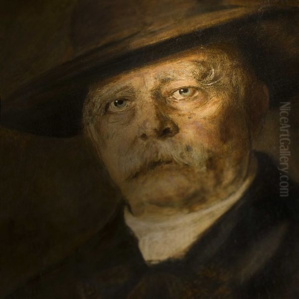 Franz Seraph Von Lenbach (1836 - 1904) - Portrait Of Otto Von Bismarck, Dated 1896 Oil Painting by Lenbach Franz Von