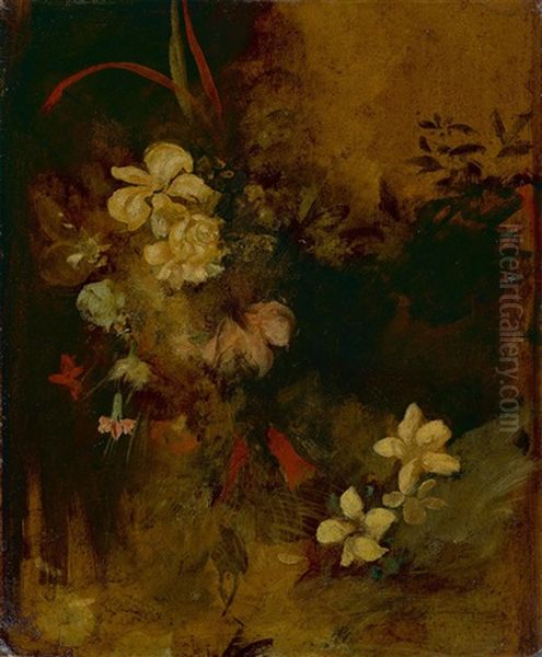 Flower Study Oil Painting by Lenbach Franz Von