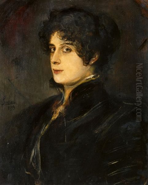 Portrait Einer Dame Oil Painting by Lenbach Franz Von