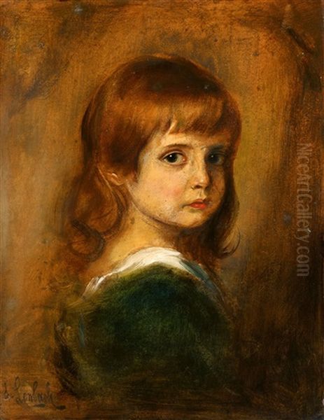 Portrait Eines Jungen Madchens Oil Painting by Lenbach Franz Von