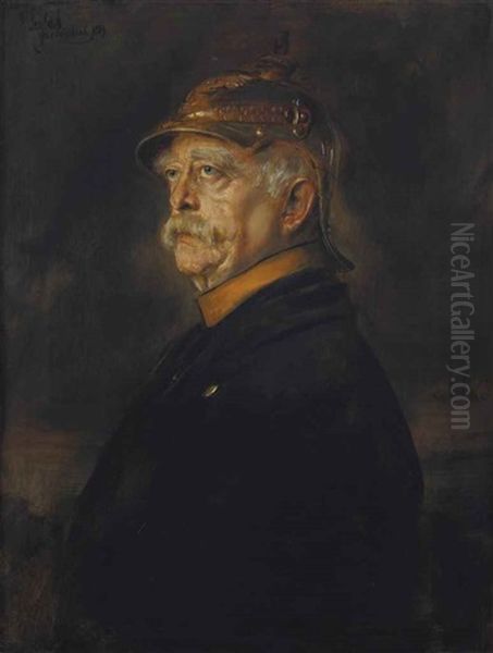 Portrait Of Otto Furst Von Bismarck (1815-1898) Oil Painting by Lenbach Franz Von