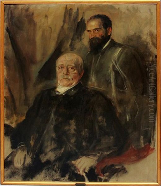 Reichskanzler Otto Von Bismarck Mit Seinem Leibarzt Oil Painting by Lenbach Franz Von