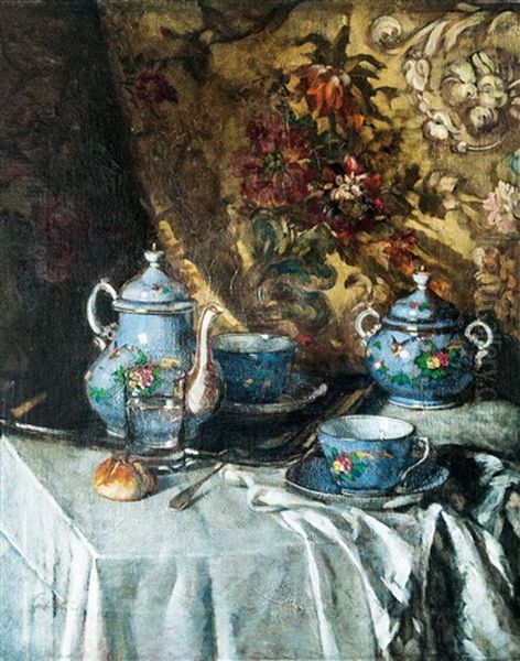 Flower Still Life Oil Painting by Lenbach Franz Von