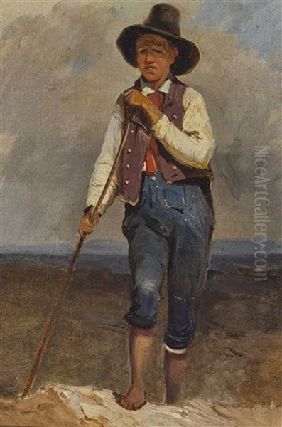 Stehender Hirtenknabe Oil Painting by Lenbach Franz Von
