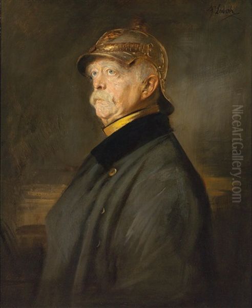 Portrait Of Otto Furst Von Bismarck (1815 Schonhausen-1898 Friedensruh) Oil Painting by Lenbach Franz Von