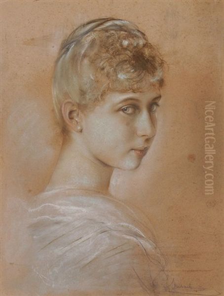 Portrait Victoria (von Preusen), Prinzessin Von Schaumburg-lippe (1866-1929) Oil Painting by Lenbach Franz Von