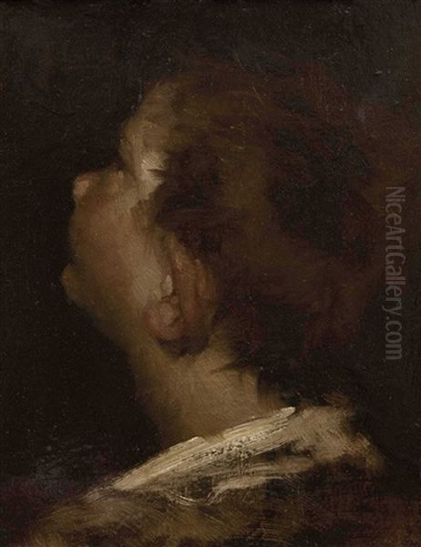 Knabenportrait Oil Painting by Lenbach Franz Von