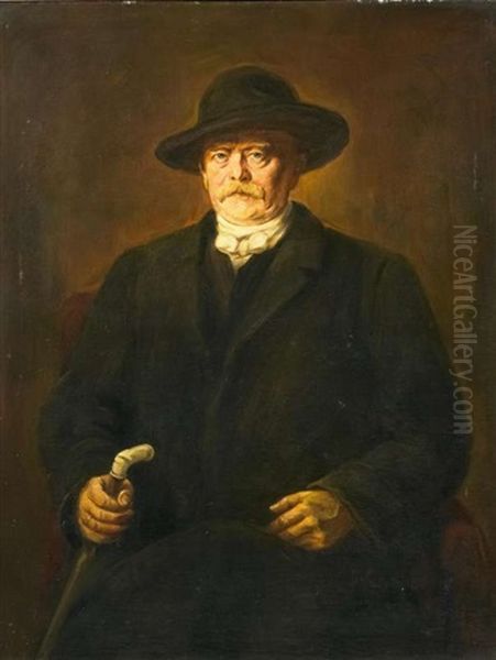 Portrat Otto Furst Bismarck Oil Painting by Lenbach Franz Von