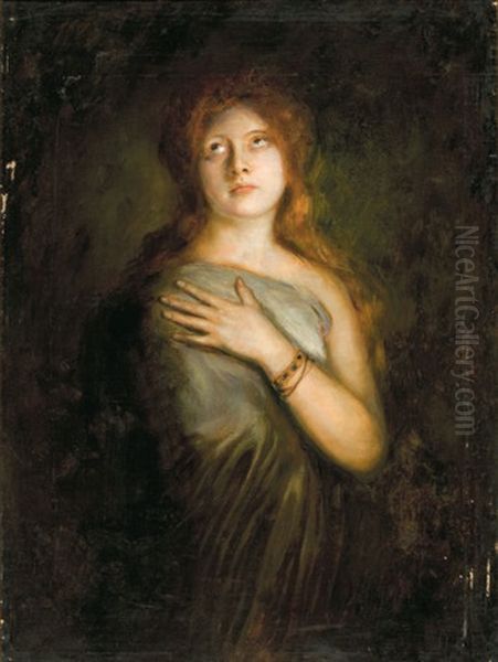 A Red-haired Beauty Oil Painting by Lenbach Franz Von