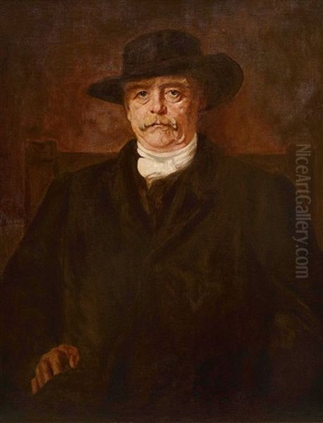 Otto Furst Bismarck Oil Painting by Lenbach Franz Von