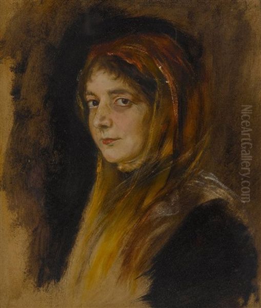 Fraulein V. Pannewitz Oil Painting by Lenbach Franz Von