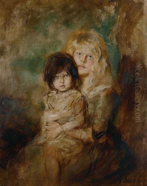 Portrait Der Tochter Marion Und Gabriele Oil Painting by Lenbach Franz Von