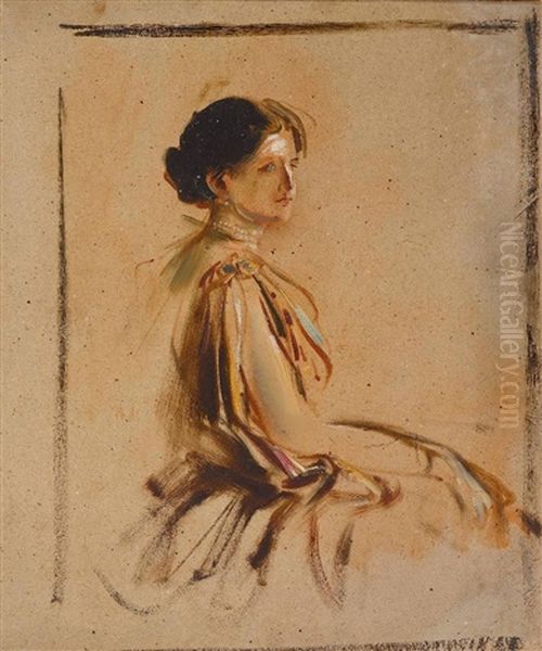 Damenbildnis (study) Oil Painting by Lenbach Franz Von