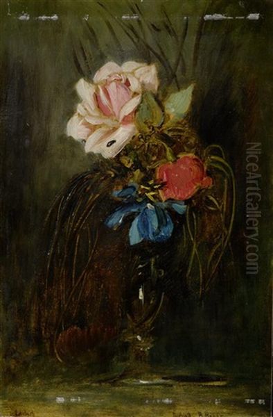 Blumenstilleben Mit Rosen Oil Painting by Lenbach Franz Von