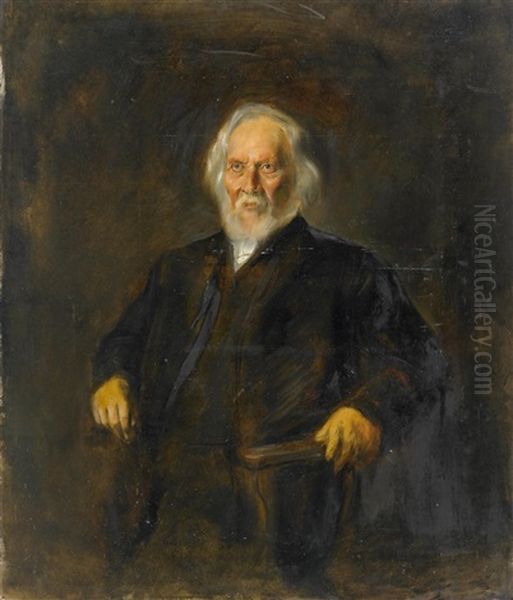 Portrat Justiziar Bamberger (study) Oil Painting by Lenbach Franz Von