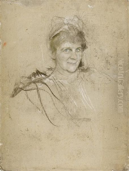 Portrat Grafin Wolkenstein (+ 2 Others, Various Sizes; 3 Studies) Oil Painting by Lenbach Franz Von