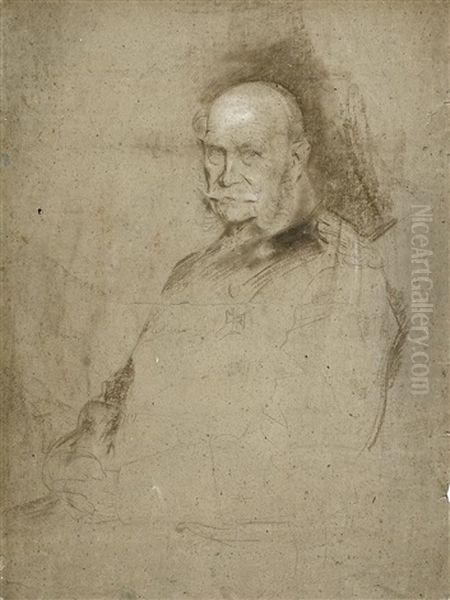 Portrat Kaiser Wilhelm (+ 3 Others Incl. 1 Verso, Various Sizes; 4 Studies) Oil Painting by Lenbach Franz Von