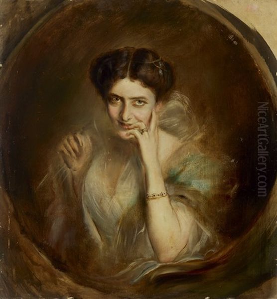 Portrat Der Lady Curzon, Vizekonigin Von Indien (+ Lady Curzon (study), Pencil And Chalk, Smllr; 2 Works) Oil Painting by Lenbach Franz Von