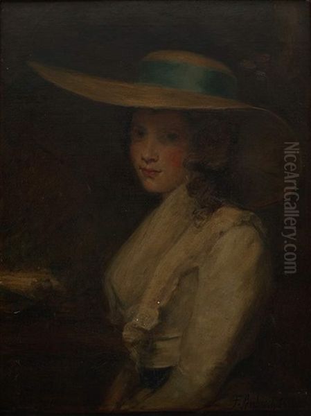 Junge Dame Mit Hut Oil Painting by Lenbach Franz Von