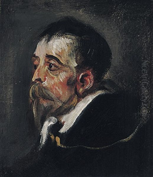 Bartiger Mannerkopf Im Profil Von Links Oil Painting by Lenbach Franz Von