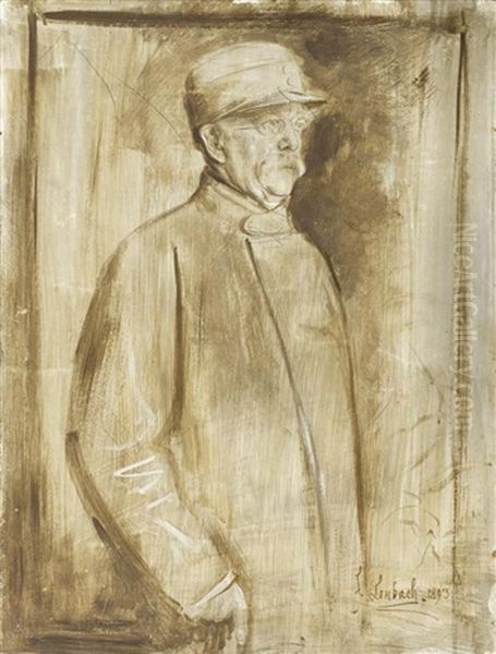 Otto Furst Von Bismarck Oil Painting by Lenbach Franz Von