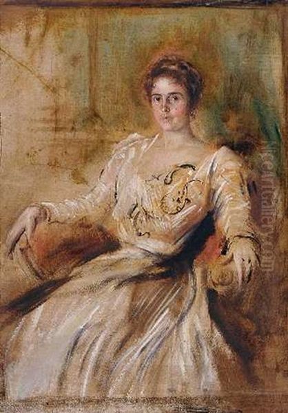 Damenportrait Frau Rosner Oil Painting by Lenbach Franz Von
