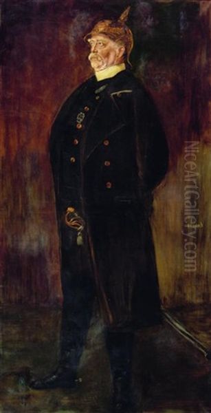 Furst Bismarck Im Waffenrock Oil Painting by Lenbach Franz Von