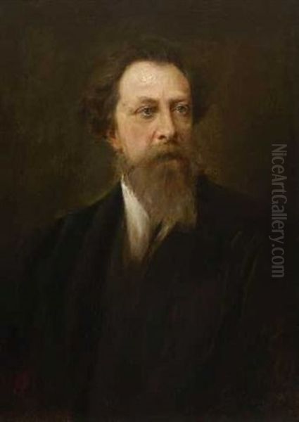 Bildnis Des Bildhauers Reinhold Begas Oil Painting by Lenbach Franz Von