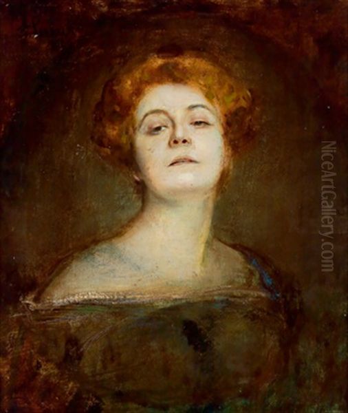 Bildnis Der Sangerin Yvette Guilbert (paris Aix En Provence) Oil Painting by Lenbach Franz Von