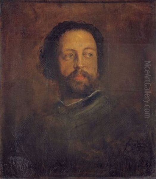 Bildnis Des Schriftstellers Paul Heyse, Den Blick Nach Rechts Gewandt Oil Painting by Lenbach Franz Von