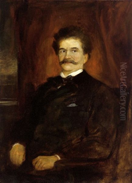 Portrat Johann Straus Sohn Oil Painting by Lenbach Franz Von