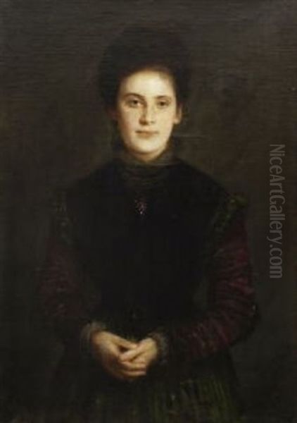 Bildnis Der Helene Koch In Alddeutscher Tracht Oil Painting by Lenbach Franz Von