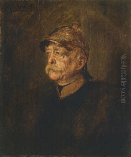 Otto Furst Von Bismarck In Uniform Oil Painting by Lenbach Franz Von
