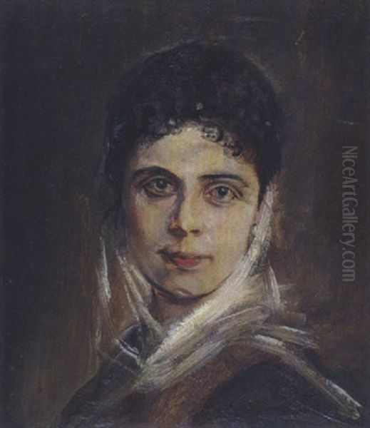 Damenportrat Oil Painting by Lenbach Franz Von