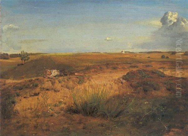Schlafender Junge Auf Einem Sandhugel Oil Painting by Lenbach Franz Von