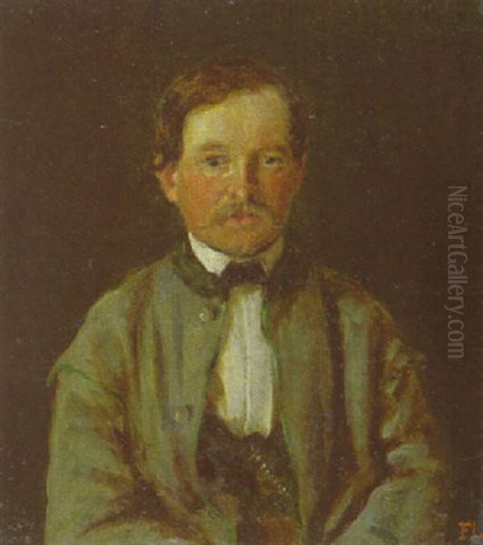 Bildnis Eines Mannes In Trachtenjacke Oil Painting by Lenbach Franz Von
