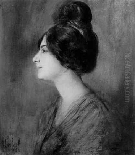 Frauenportrait Oil Painting by Lenbach Franz Von