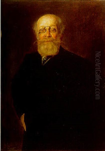 Portrait Of A Bearded Gentleman Wearing A Pince-nez Oil Painting by Lenbach Franz Von