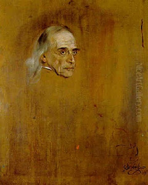 Portrait Of Theodor Momse Oil Painting by Lenbach Franz Von