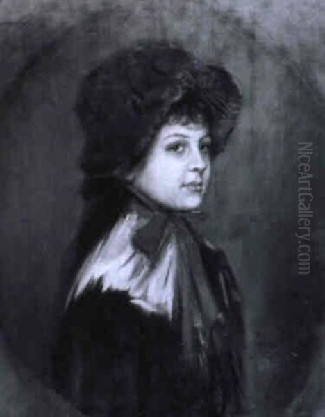 Kleines Madchen Mit Schutenhut Oil Painting by Lenbach Franz Von